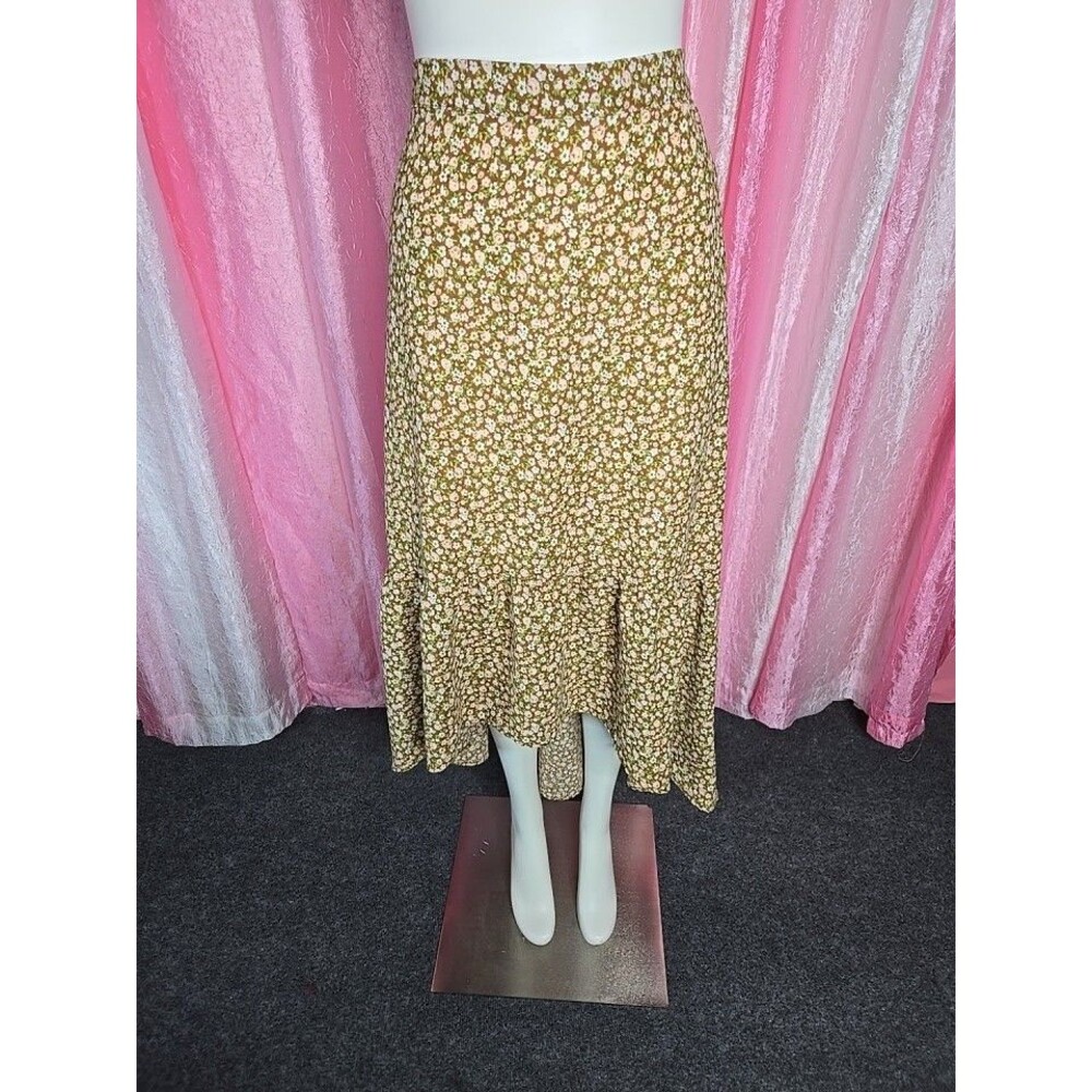 Altar'd State Brown Floral High Low Ruffle Maxi Boho Skirt Size Large - Picture 4 of 15